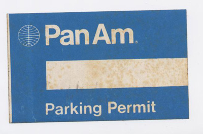 A 1970s Employee parking permit in the Helvetica style.
